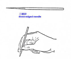 Three-edged needle 

