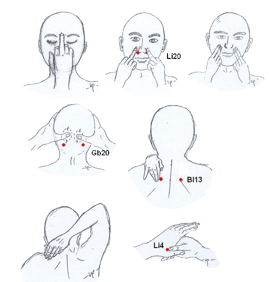 Acupressure for clearing the nasal passages
