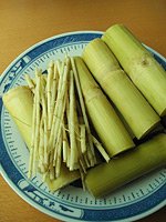 Fresh couch grass rhizome and sugar cane