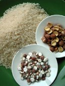 Euryale seed, lotus seed and rice